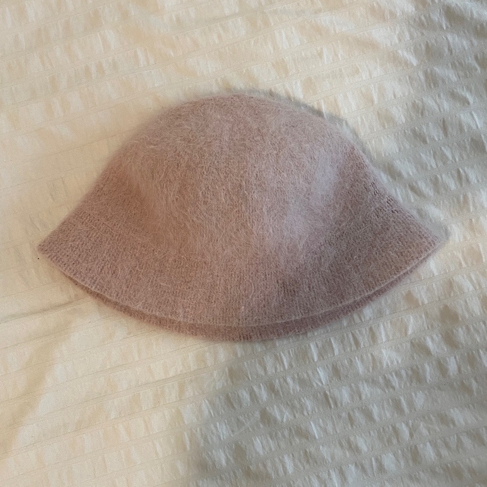 Pale pink rabbit hair hat